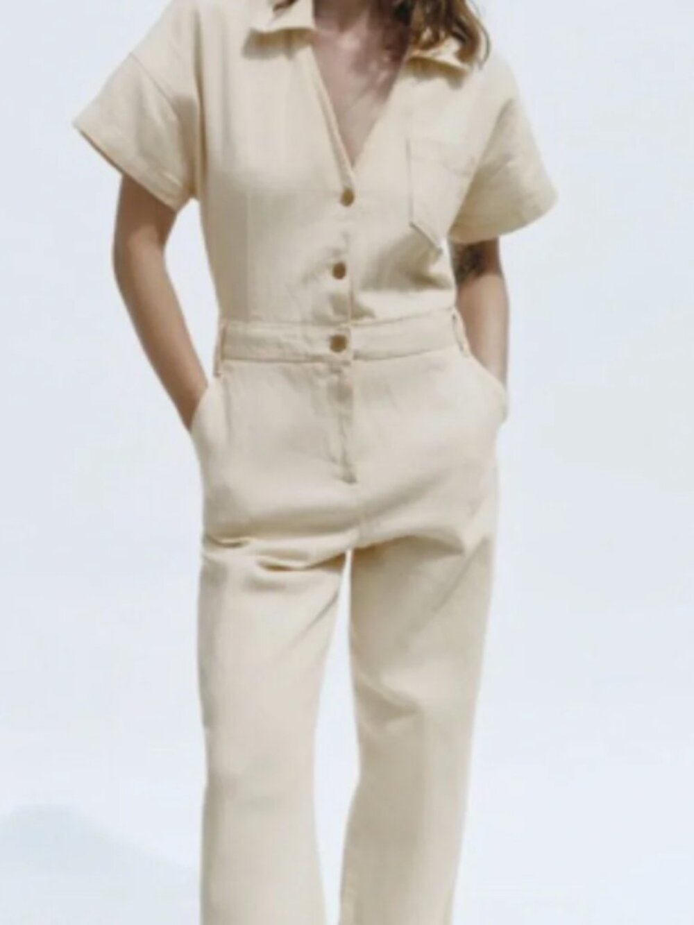 ꓜara | Ecru Denim Jumpsuit